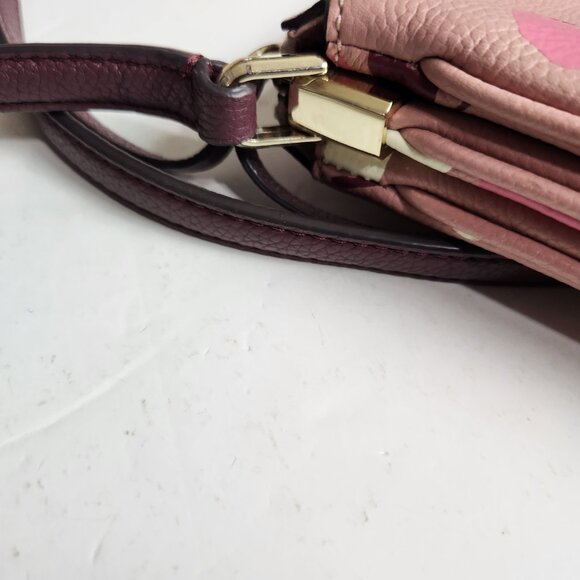 Kate Spade Jackson Leather Triple Gusset Dusk Buds Pink Floral Crossbody - Picture 9 of 13